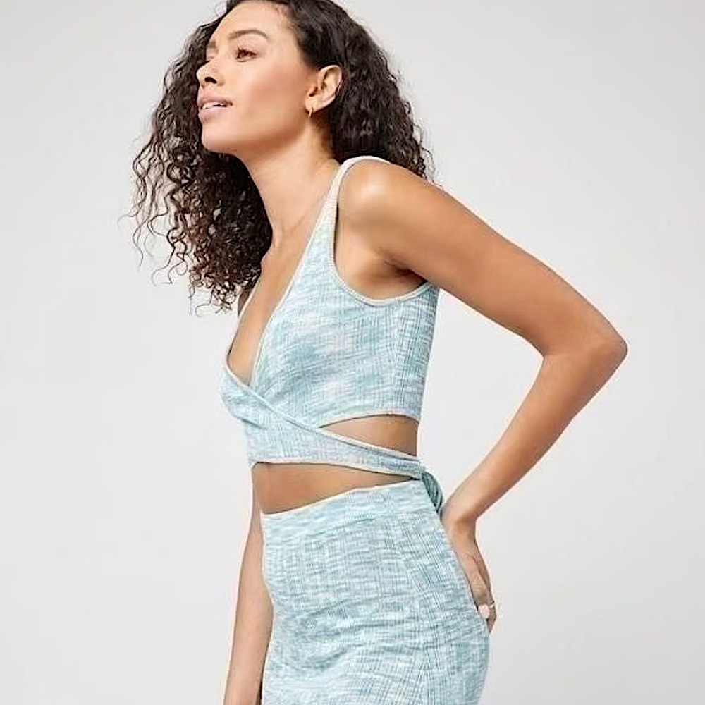 NEW L*SPACE SOLD OUT Zephyr Wrap Top in Poolside (Blue) Size Medium NWT - Picture 7 of 8